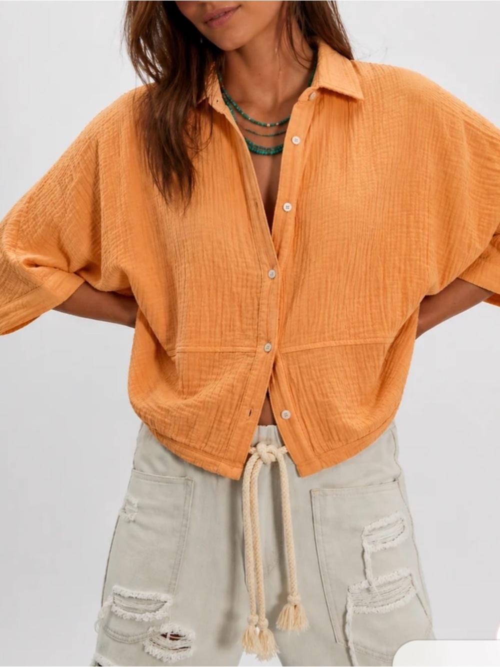 We The Free Happy Days Button Up in Iceland Poppy